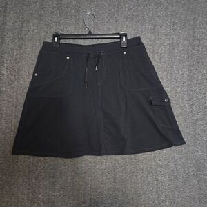 Kuhl Womans M Mova Cargo Skort/Skirt Lined‎ Black Drawstring Pockets Athletic